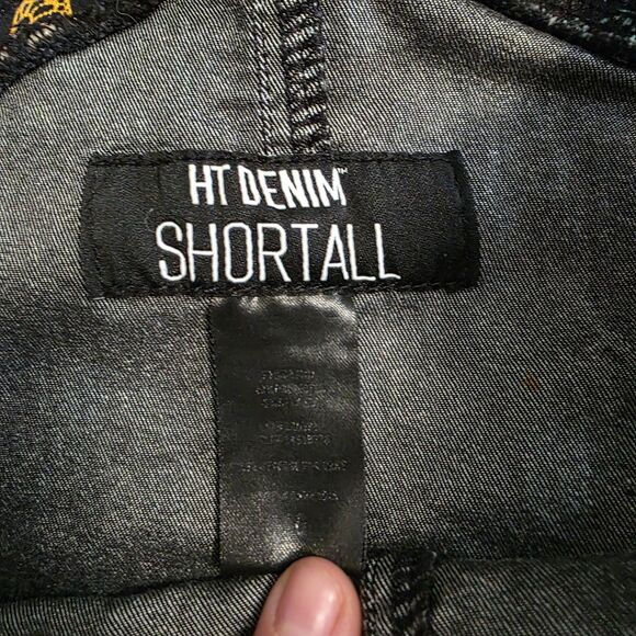 HT Denim Shortall Size Medium Butterfly Print Black Adjustable Colorful Y2K - Picture 9 of 11